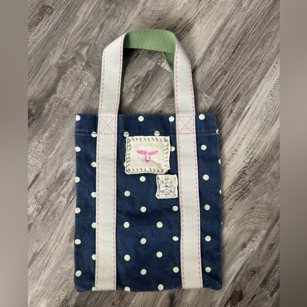 Vintage Y2K Abercrombie Patchwork Polka Dot Canvas Tote Bag